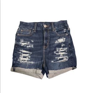 High rise jean short